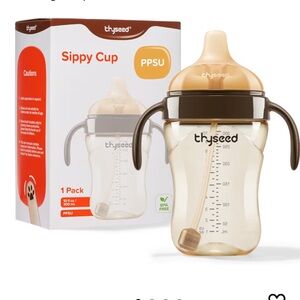 Thyseed Brown PPSU Kids Sippy Cup with Handles and weighted Straw
